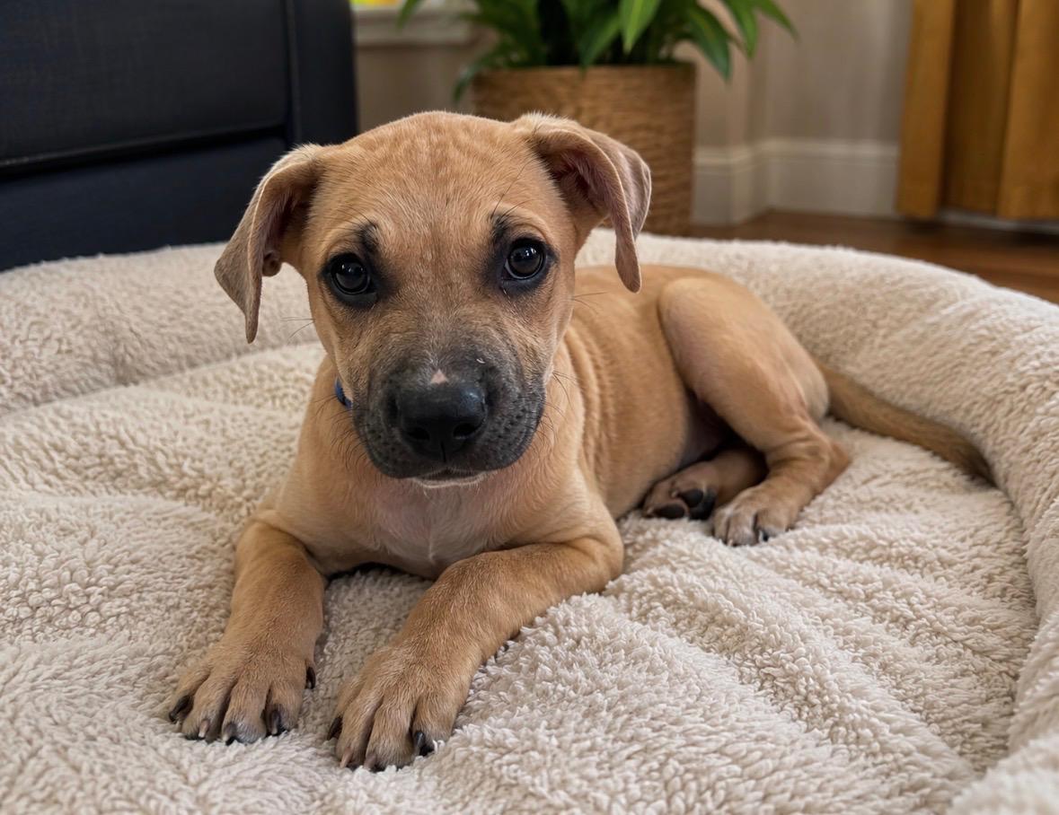 Caramel, adopted, Puppy Female Labrador Retriever & Black Mouth Cur.