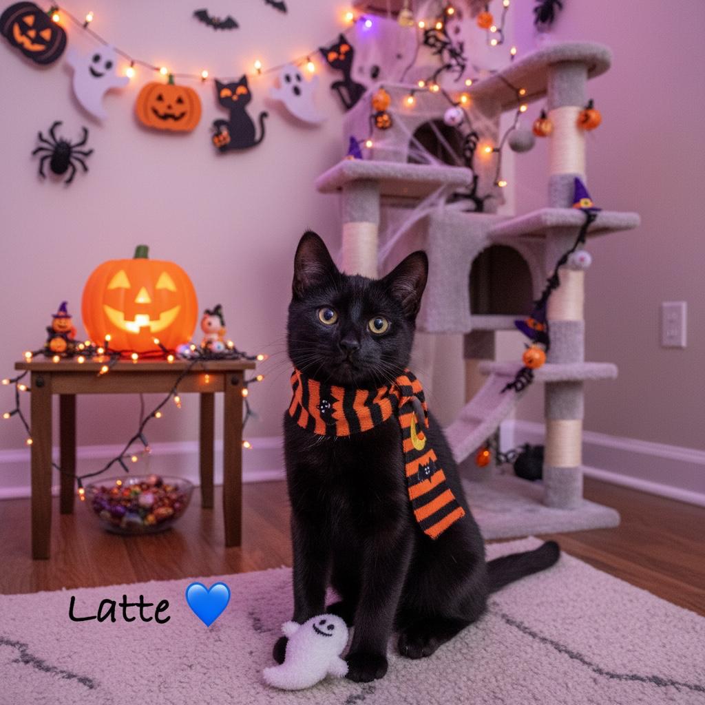 Latte, Adopted, Young Male Domestic Short Hair.