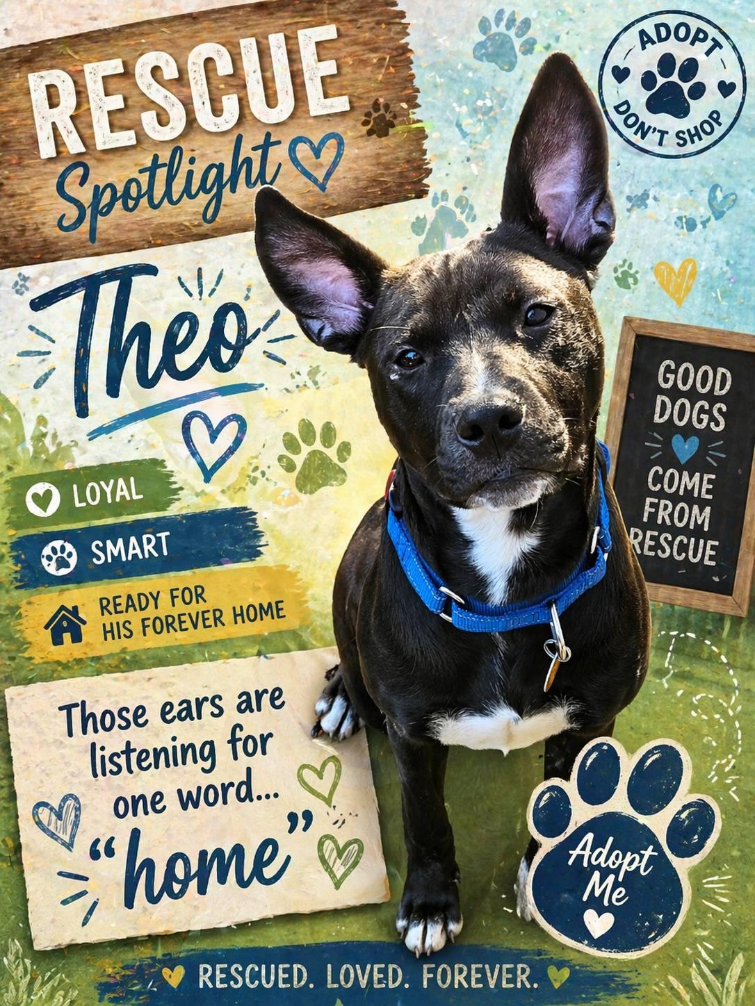 Theo, ADOPTABLE, Young Male Pit Bull Terrier.