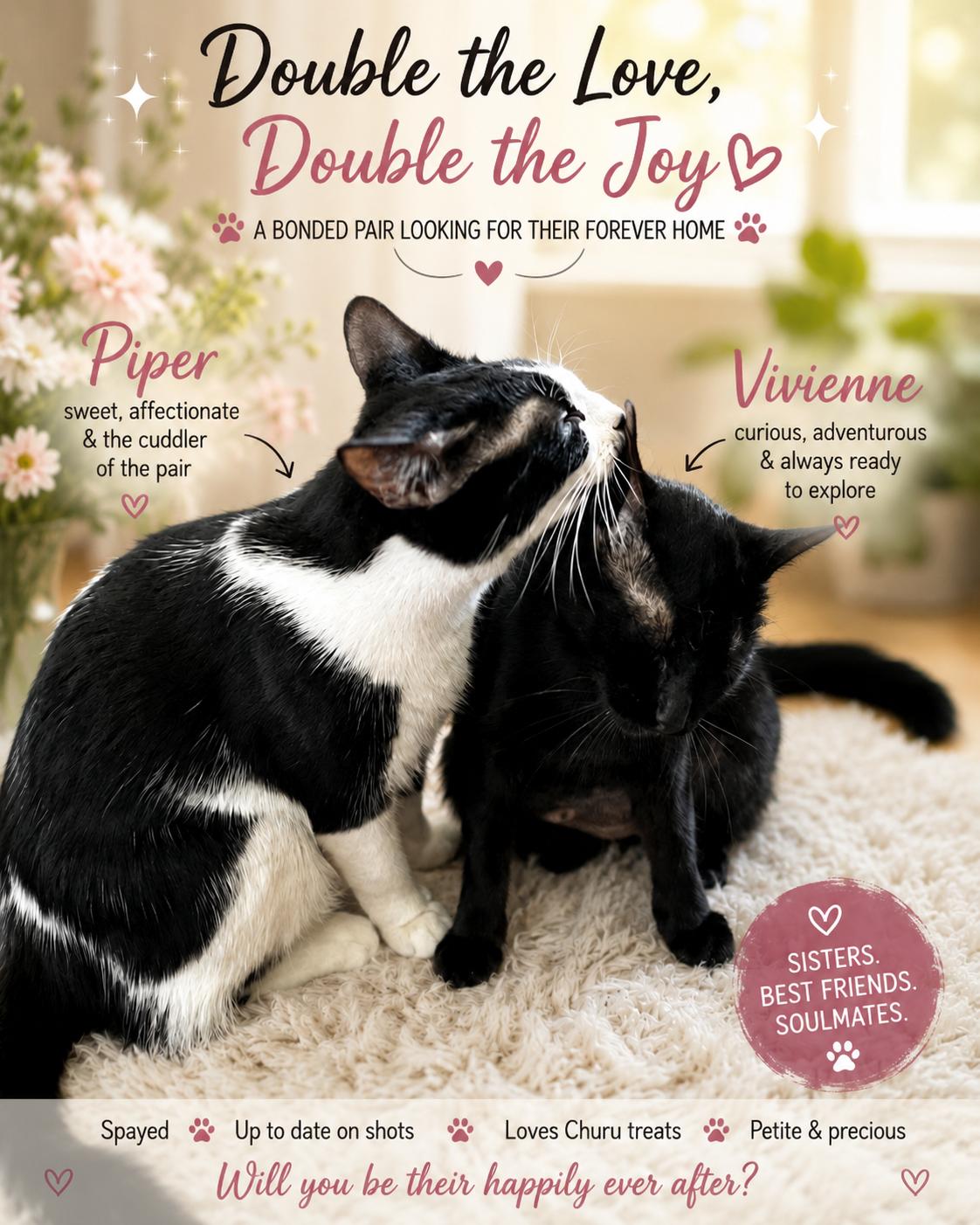 Enlarge Piper & Vivienne-Searching for their Happily Ever-After, a Adoptable Domestic Short Hair in Laurel, MD image 1/6
