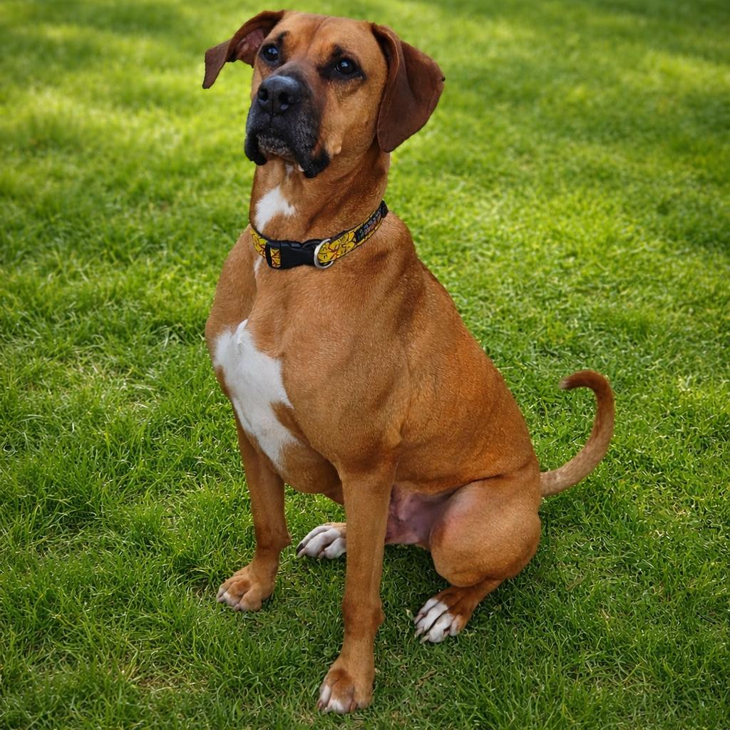 Jax, Adoptable, Senior Male Redbone Coonhound & Boxer.