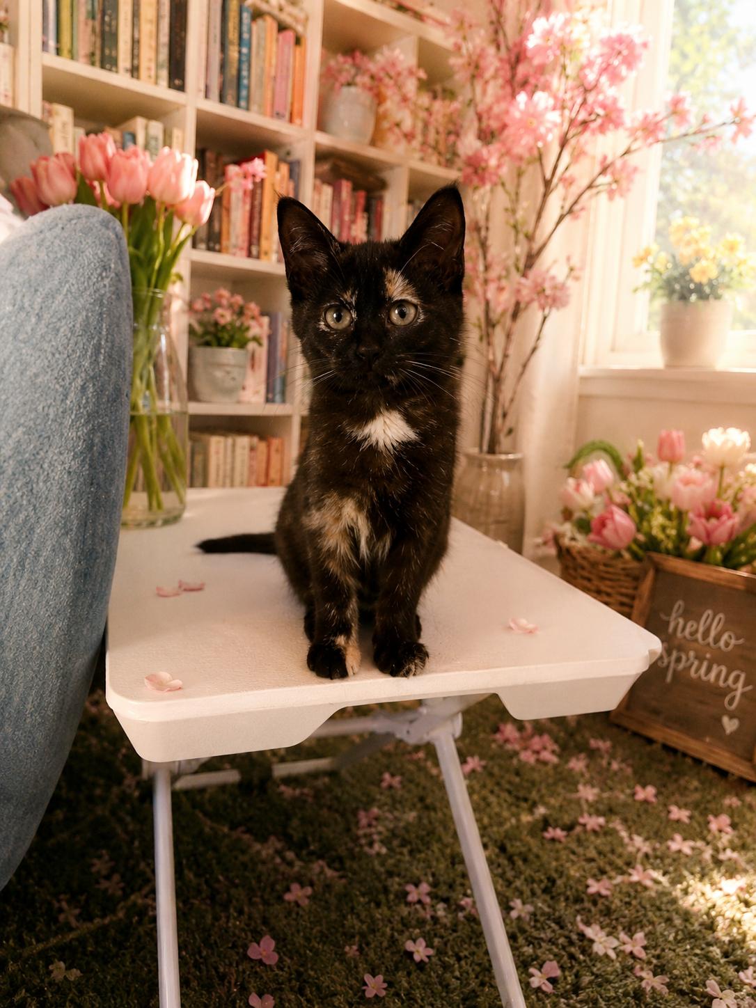 Storm, adopted, Young Female Domestic Short Hair.