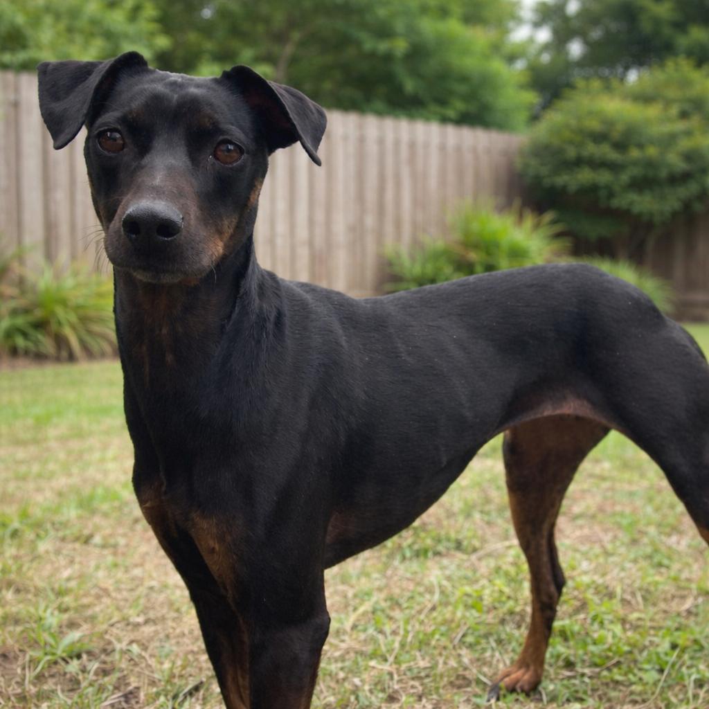 Starr, Adoptable, Adult Female German Pinscher & Miniature Pinscher.
