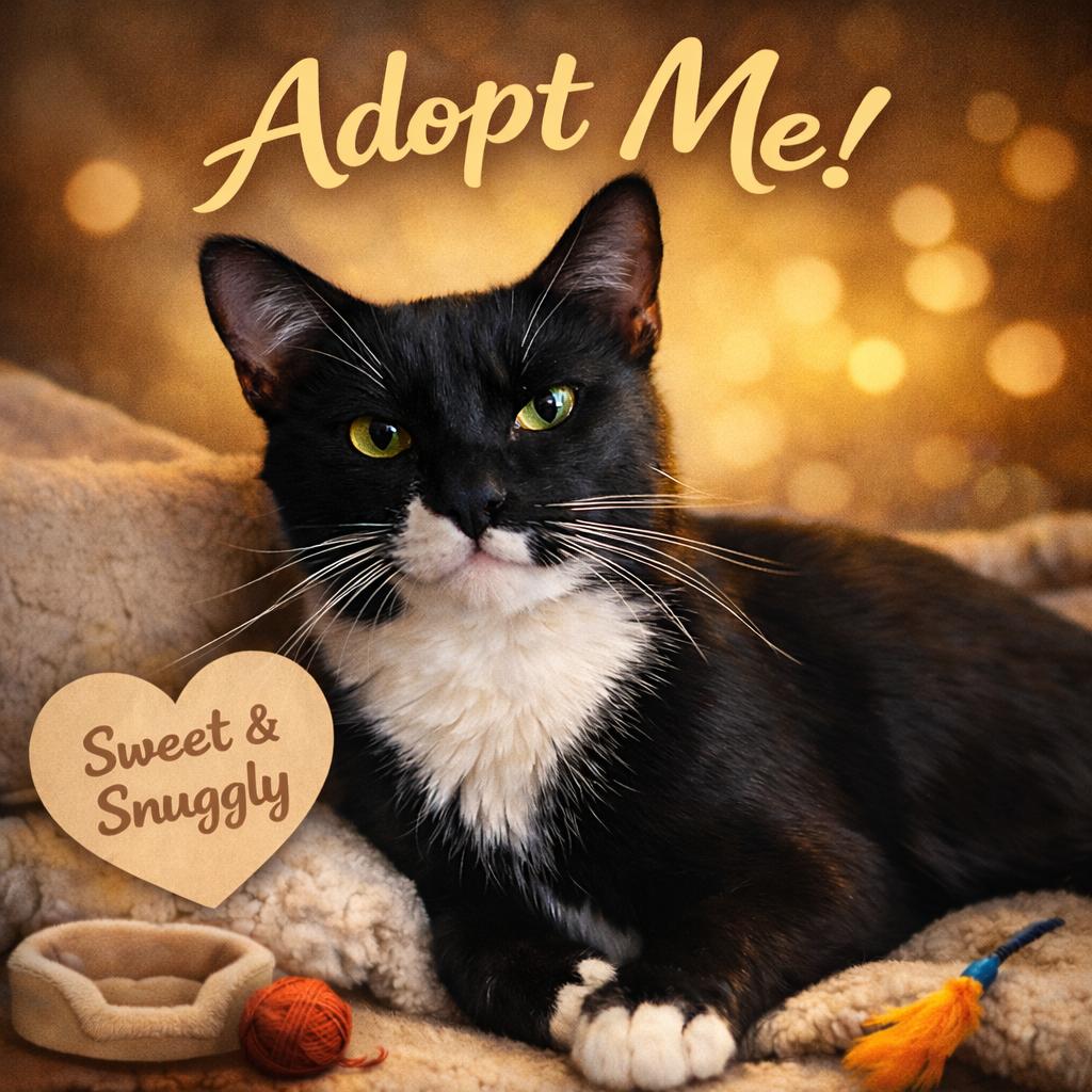 Tibu, ADOPTABLE, Adult Male Domestic Short Hair & Tuxedo.