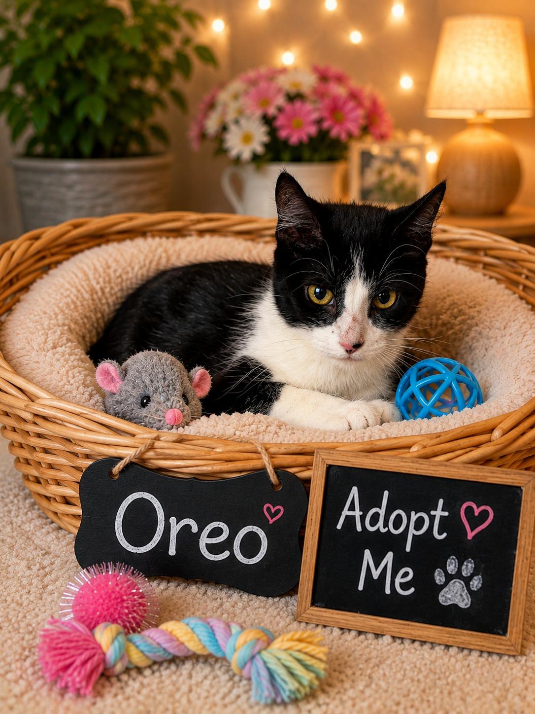 Oreo, Adoptable, Young Female Domestic Short Hair.