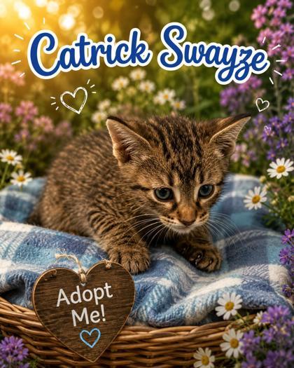 Catrick Swazye, Adoptable, Kitten Male Domestic Short Hair & Domestic Short Hair.