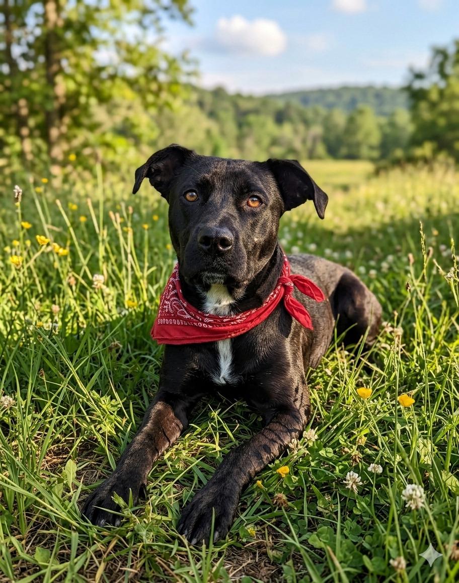 Banjo, ADOPTABLE, Young Male Black Labrador Retriever.