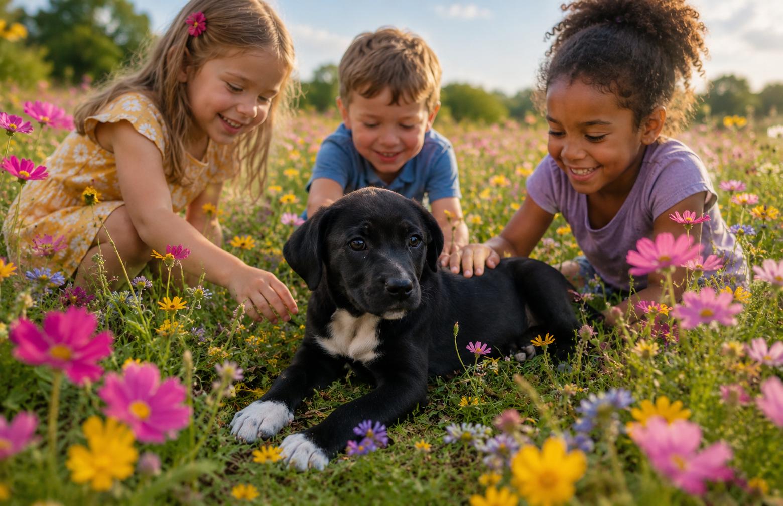 WILLOW, Adoptable, Puppy Female Australian Shepherd & Flat-Coated Retriever.