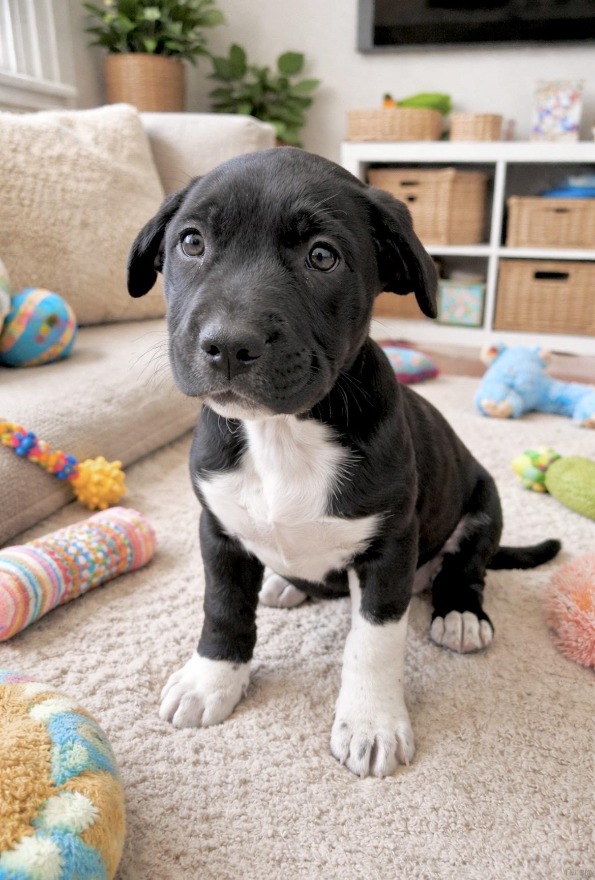 Dale Earnhardt, adopted, Puppy Male Black Labrador Retriever & Border Collie.