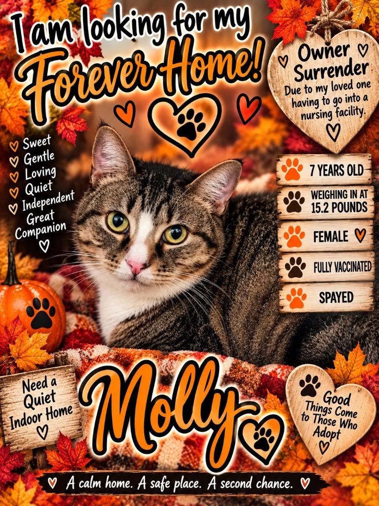 Molly, Adoptable, Adult Female Domestic Short Hair.