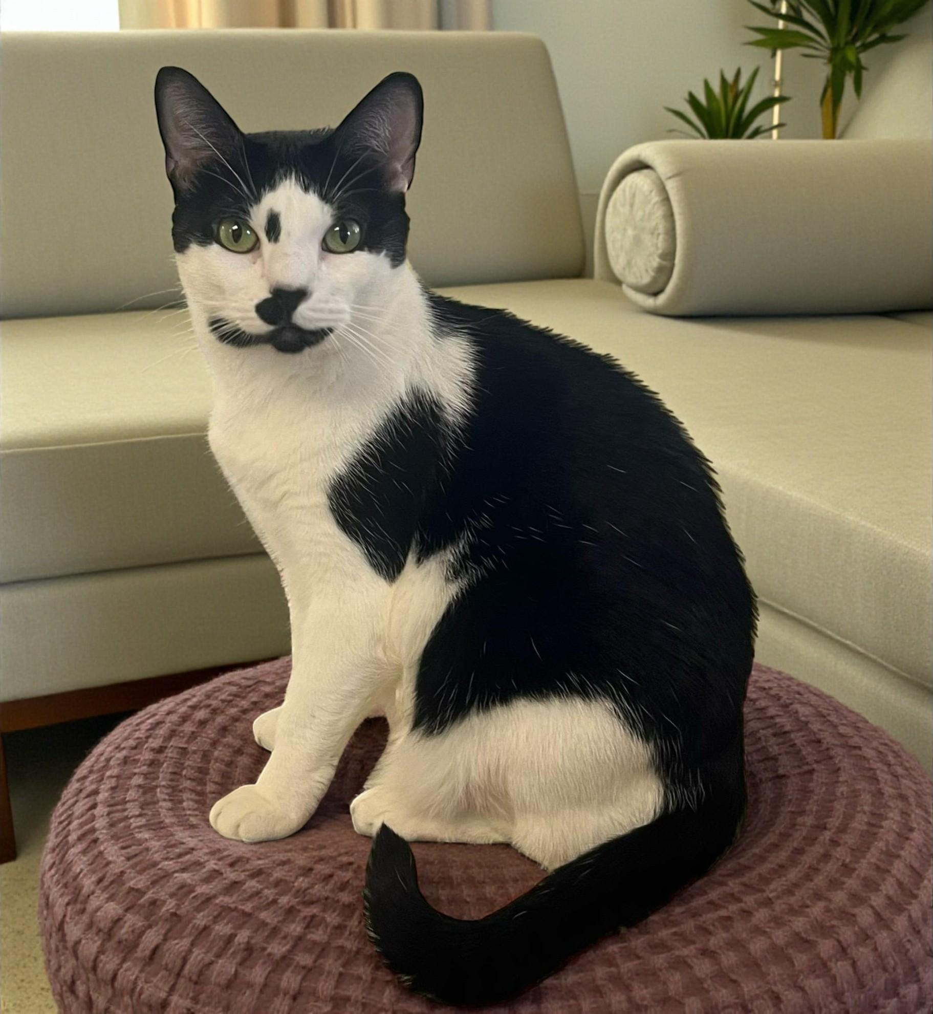 Twylite — A Gentle Lap Cat for a Calm, Loving Home, Adoptable, Young Female Tuxedo.