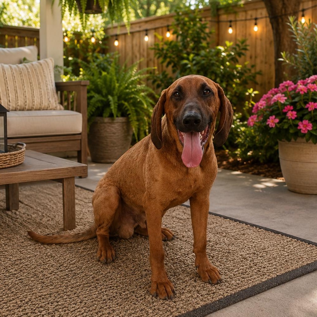 Clyde, ADOPTABLE, Adult Male Redbone Coonhound.