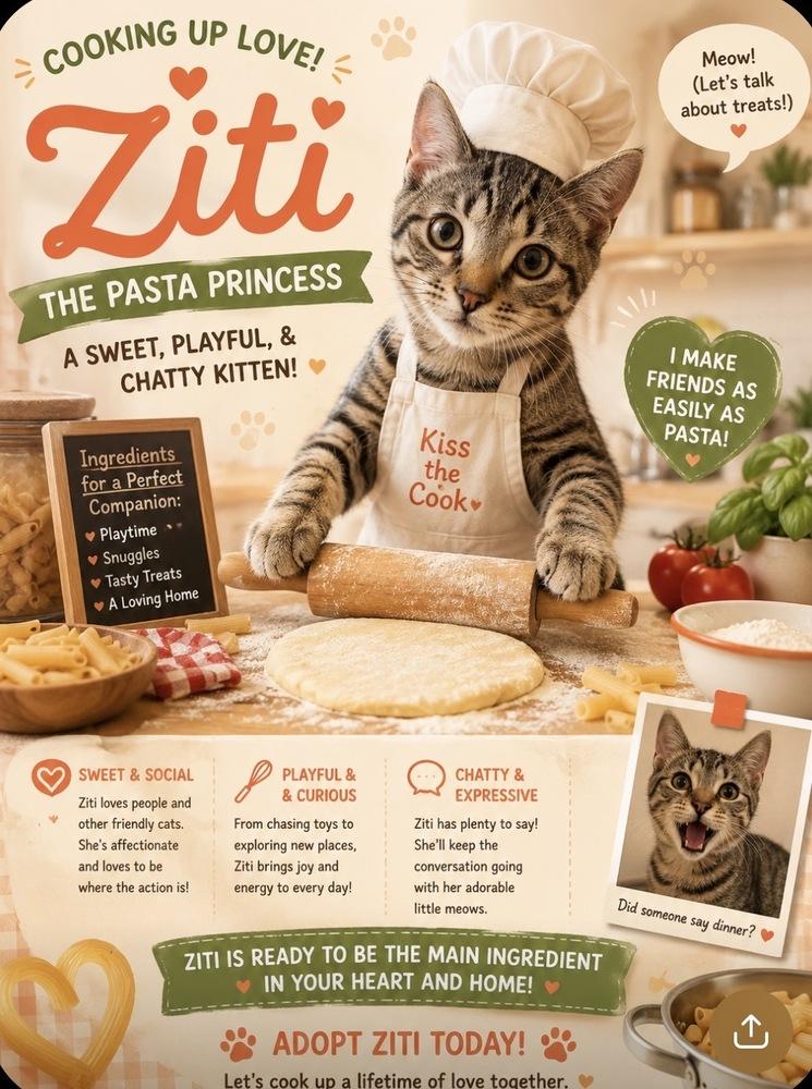 Enlarge Amazing Ziti, a Adoptable Domestic Short Hair in Orlando, FL image 1/6