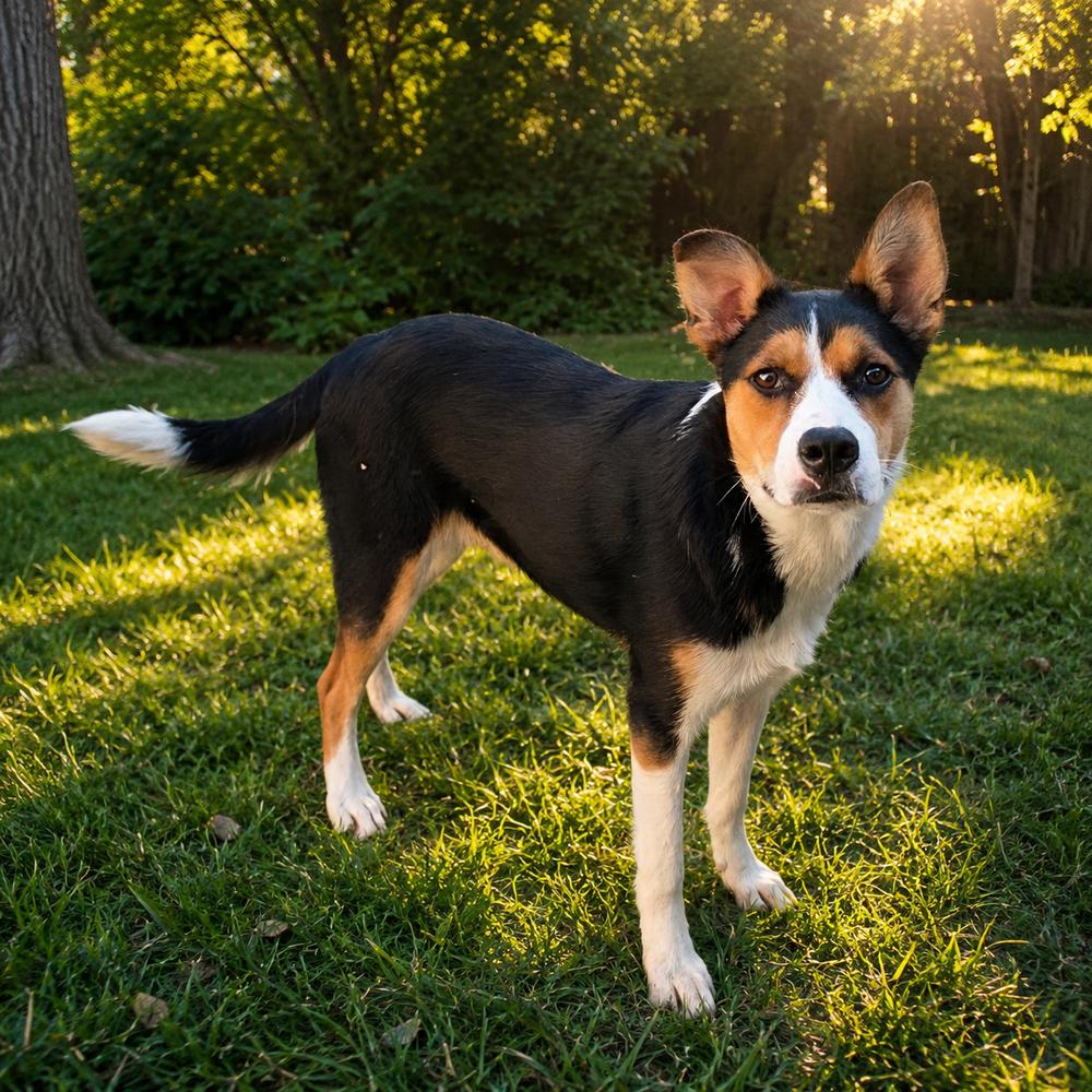 Panda, Adoptable, Young Male Border Collie & German Shepherd Dog.