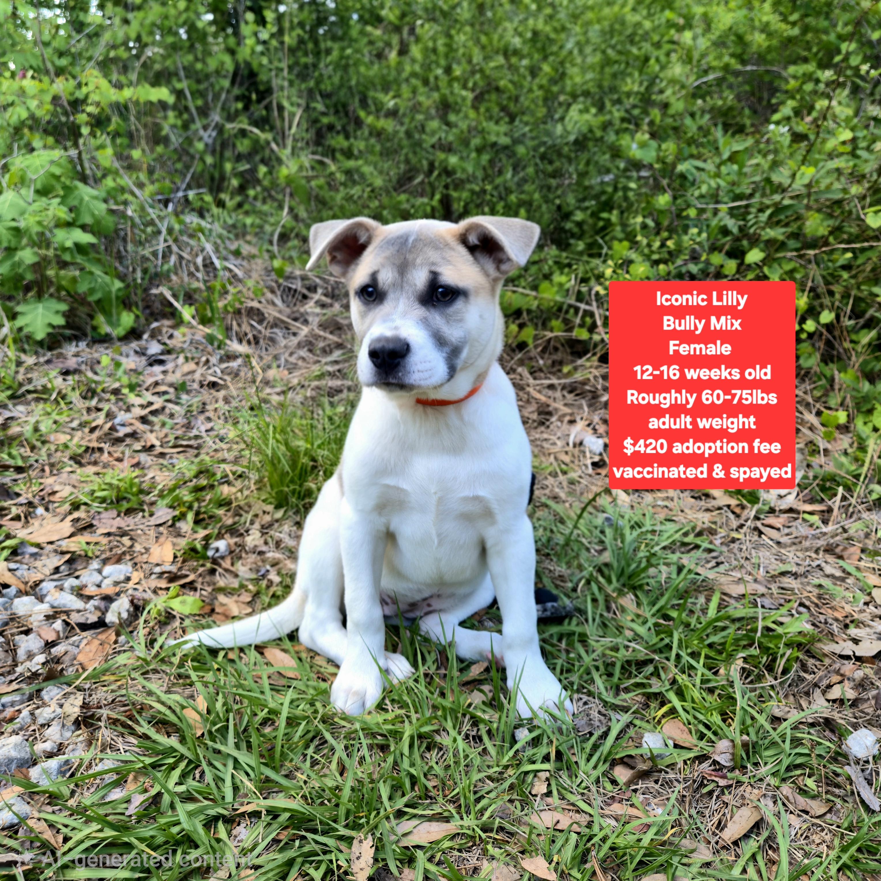 Iconic Lilly, ADOPTABLE, Puppy Female American Bully.