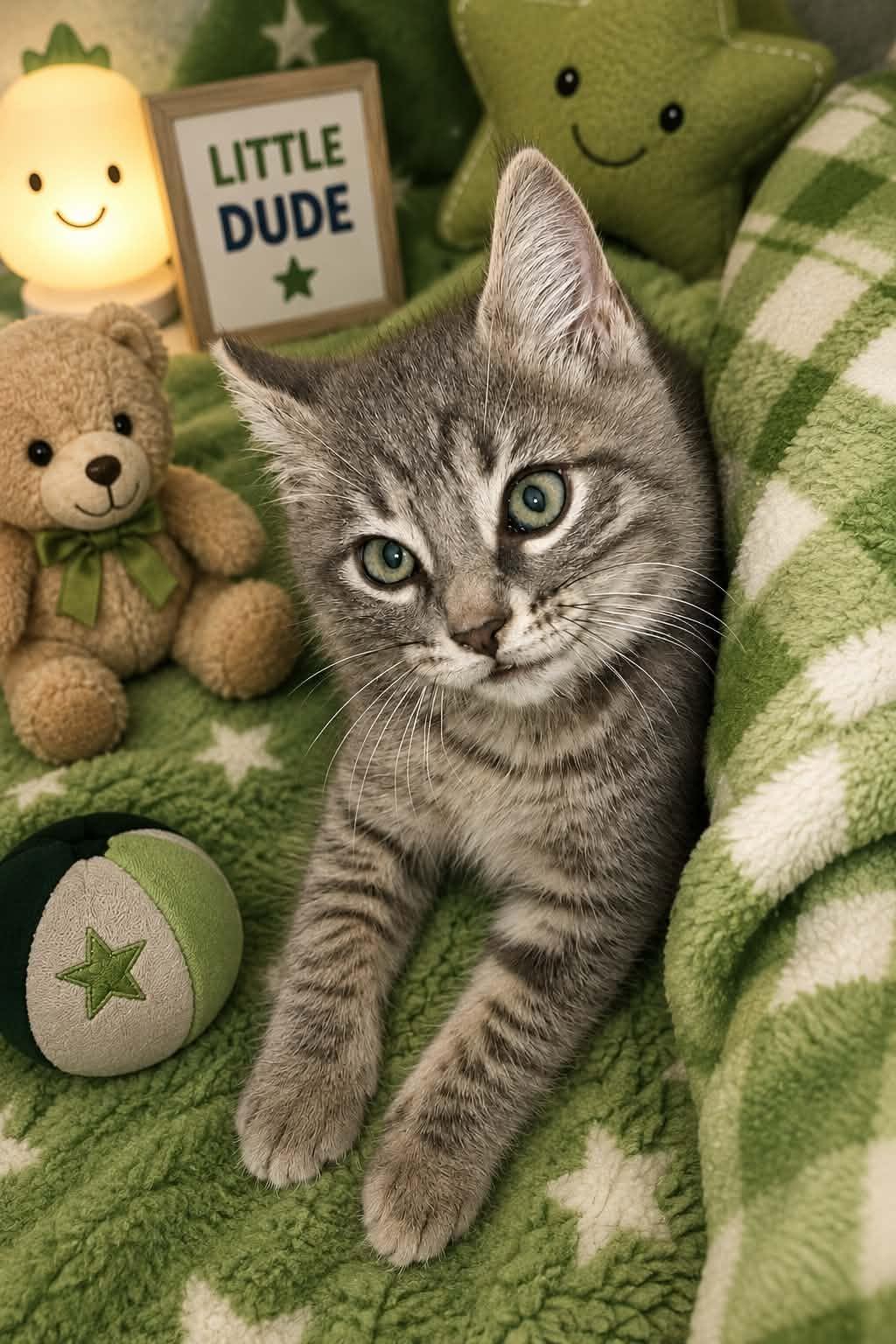 Benji, Adopted, Kitten Male Tabby & Domestic Short Hair.