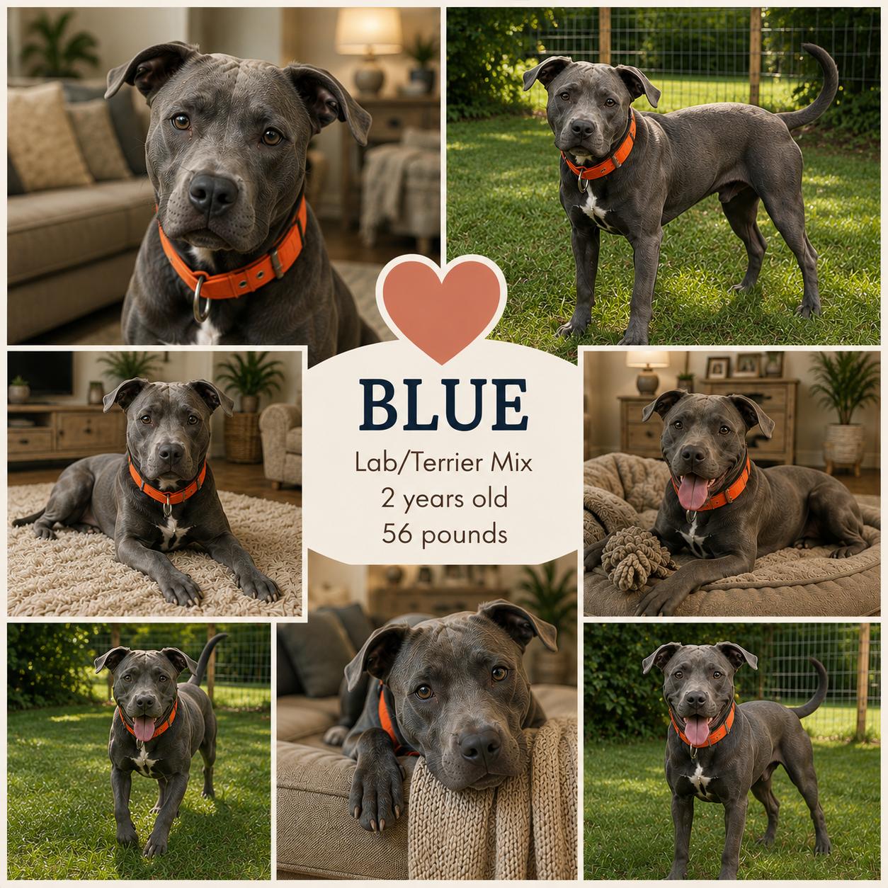 Blue, Adoptable, Adult Male American Staffordshire Terrier & Labrador Retriever.
