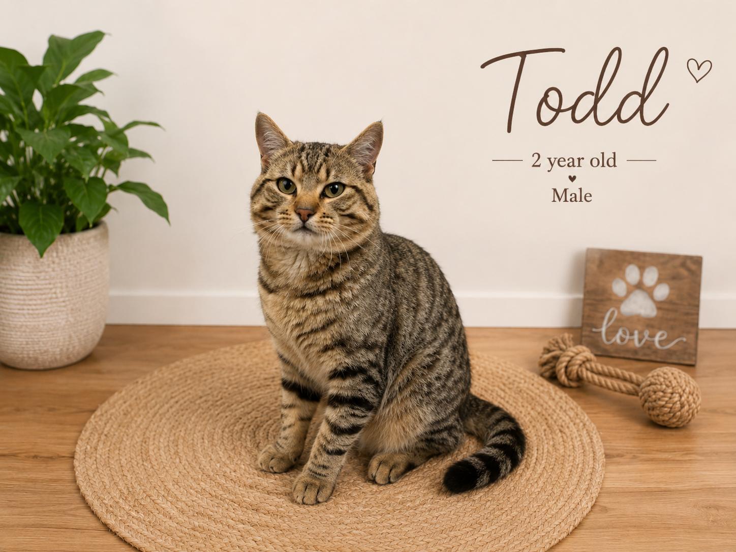 Todd, Adoptable, Adult Male Domestic Short Hair.
