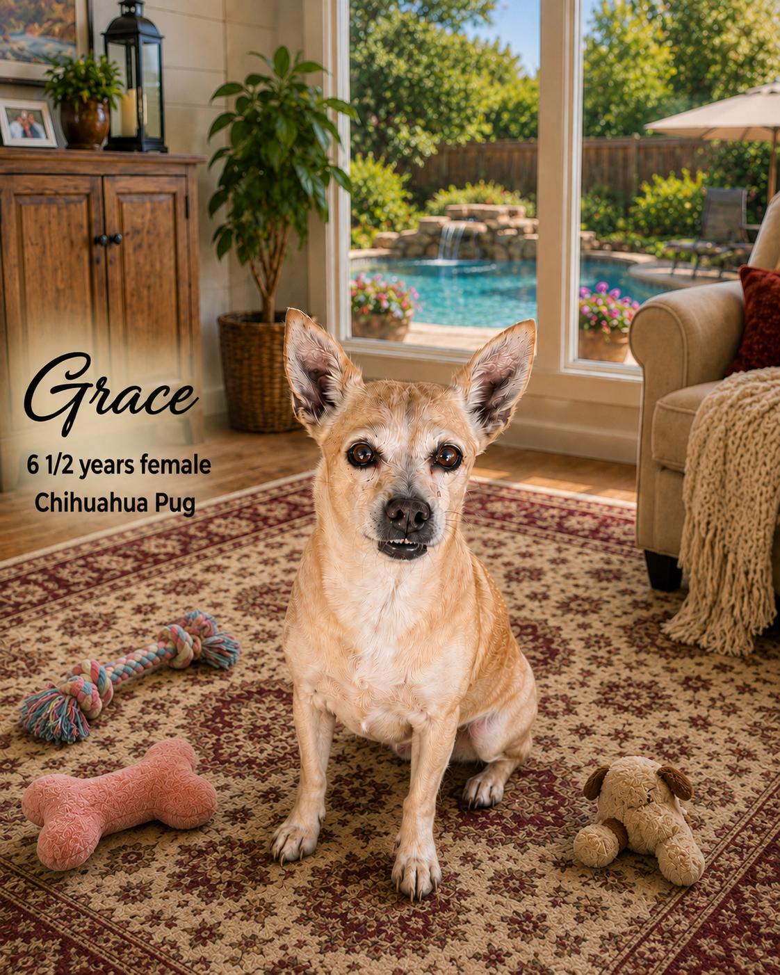Enlarge GRACE - 6 YEARS OLD FEMALE CHIHUAHUA -PUG MIX -PETCO, 5011 E. RAY ROAD, PHX 85044 ON SATURDAY, 09/19, a Adoptable mixed breed in Mesa, AZ image 2/3