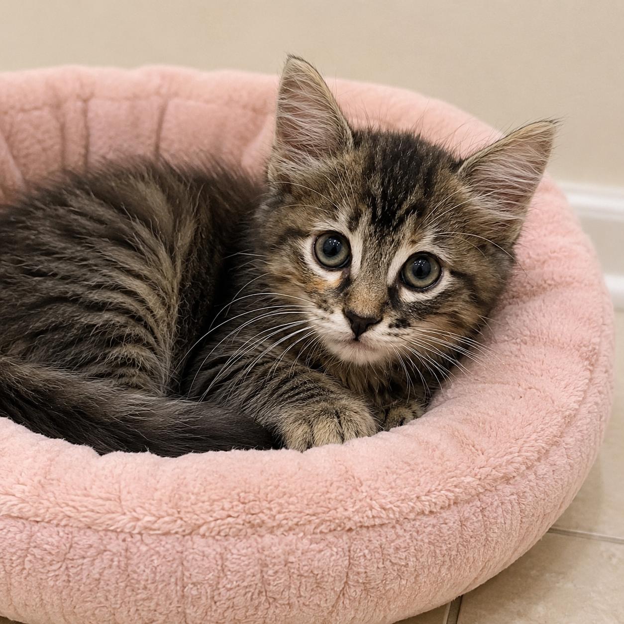 Latte, Adoptable, Kitten Female Maine Coon & Domestic Long Hair.