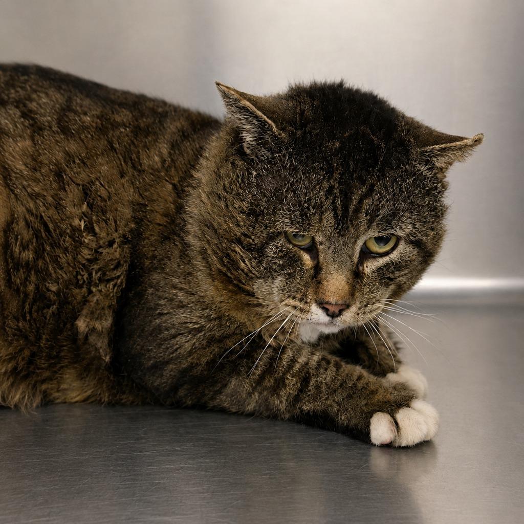Grumpy, Adoptable, Senior Male Domestic Short Hair.