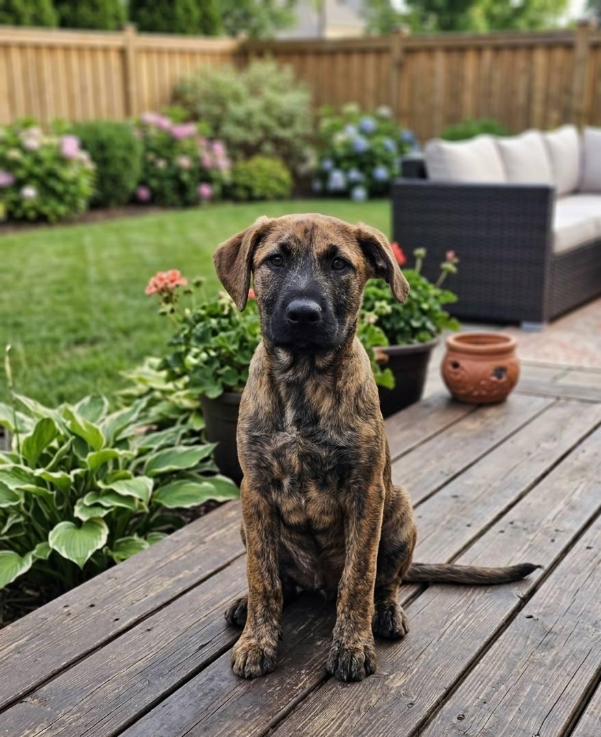 Mekko, adopted, Puppy Male Shepherd & Boxer.