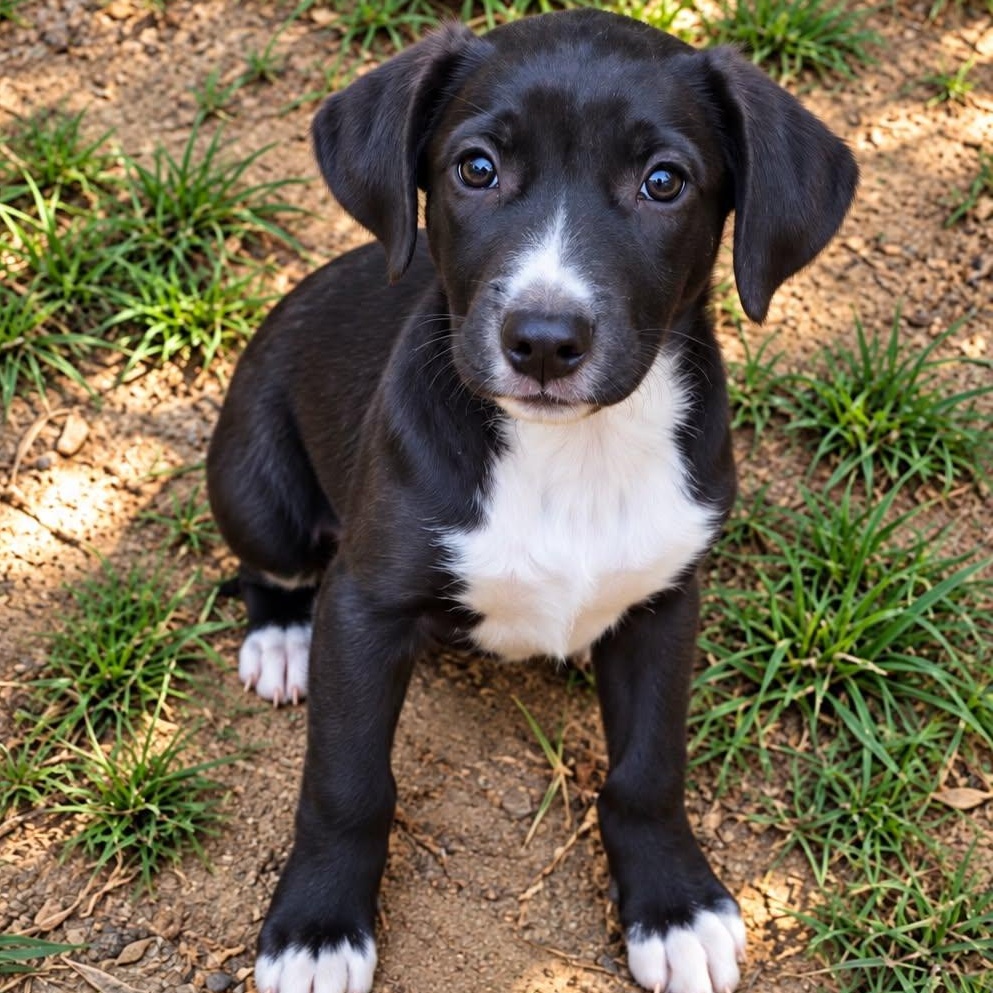 Elliott, Adoptable, Puppy Male Black Labrador Retriever & Collie.