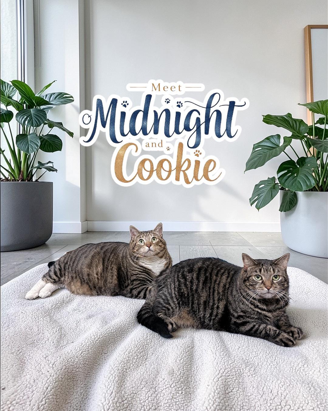 Loveable Cookie & Midnight , ADOPTABLE, Adult Female Domestic Short Hair.