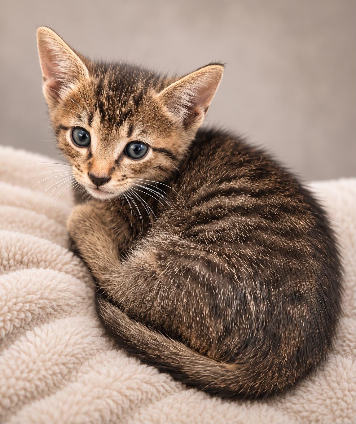 Bombu, Adoptable, Kitten Male Tabby.
