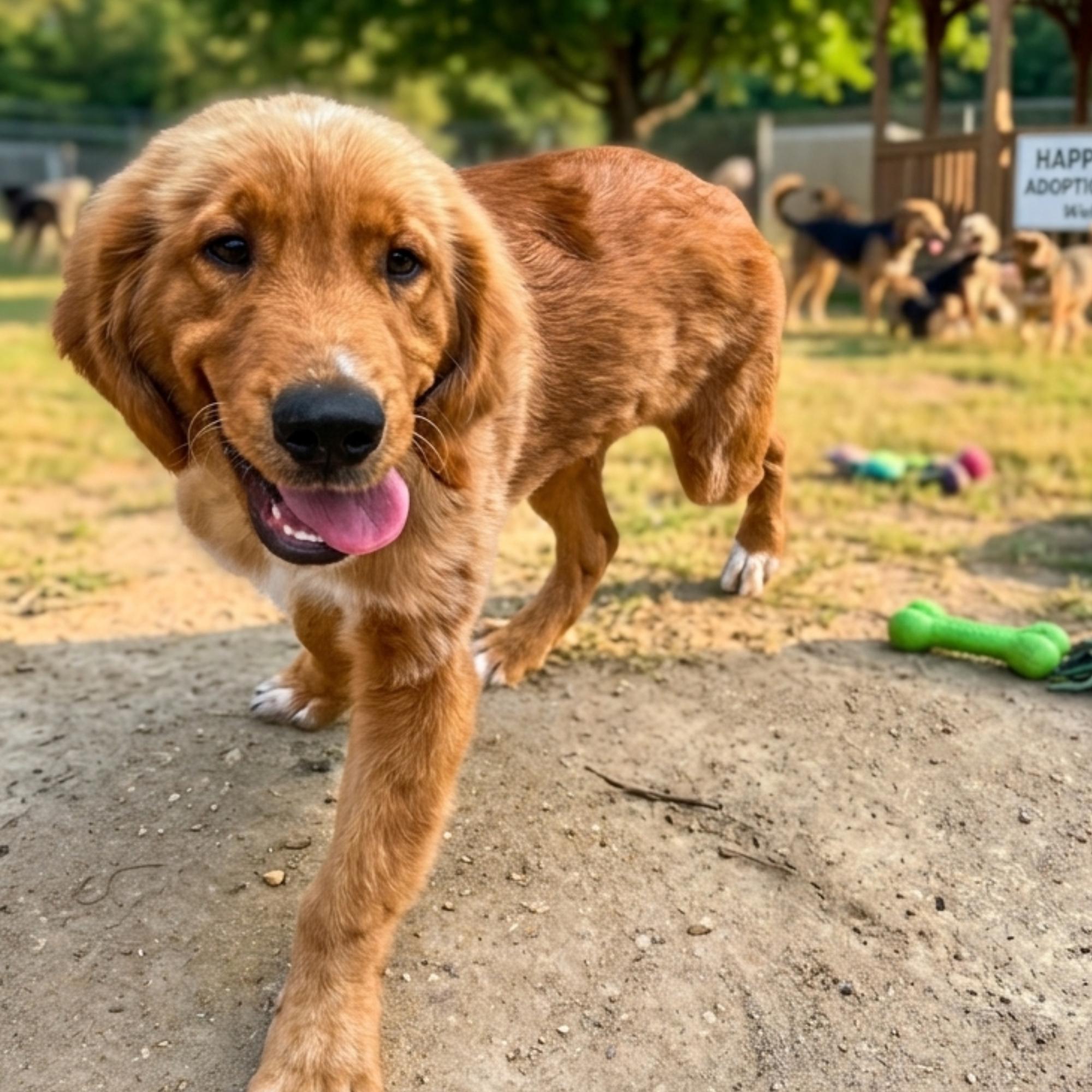 Teddy, adopted, Puppy Male Golden Retriever.