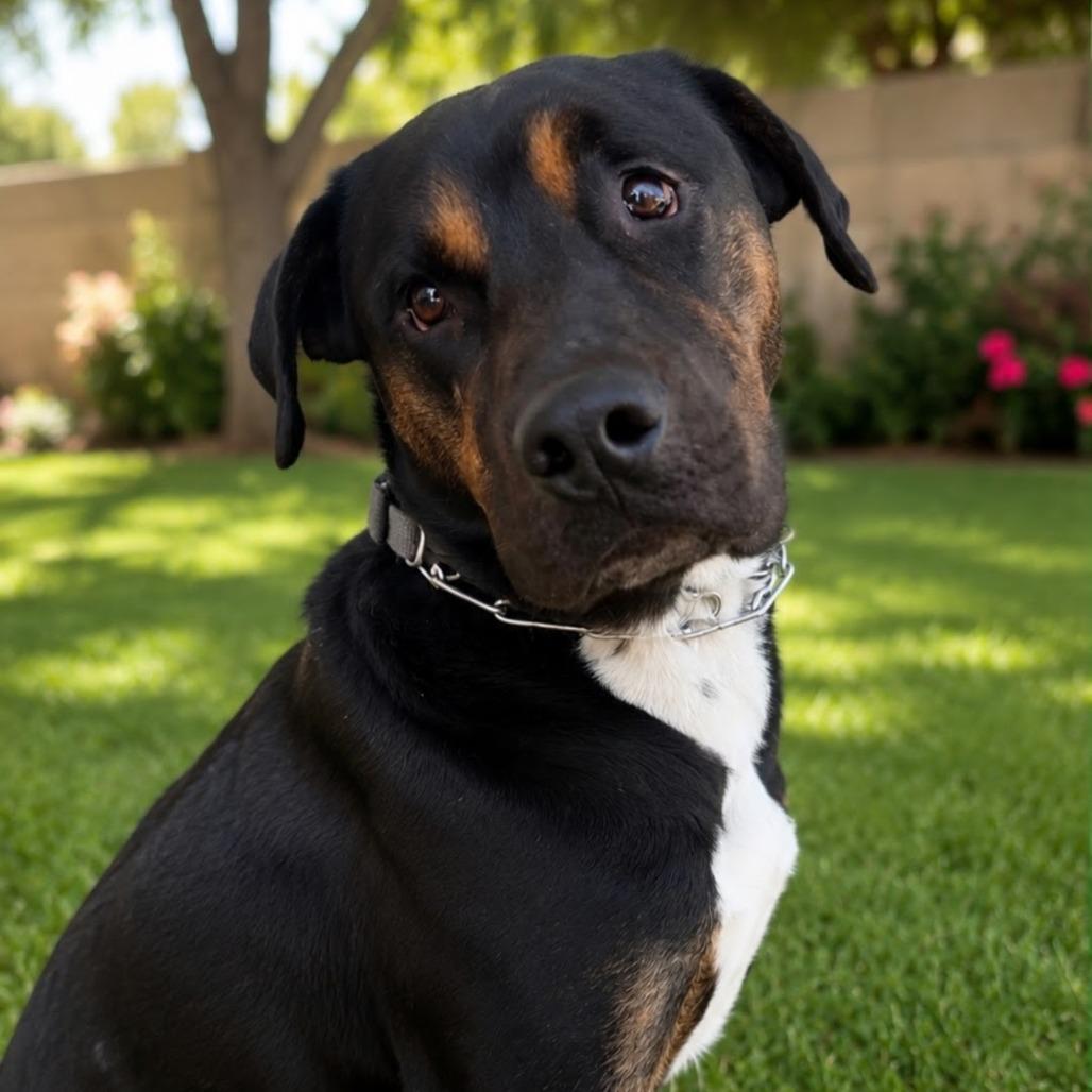 Shilo, Adoptable, Young Male Rottweiler & Catahoula Leopard Dog.