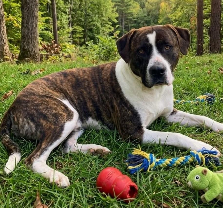 Kringle, Adoptable, Adult Male American Staffordshire Terrier & Plott Hound.