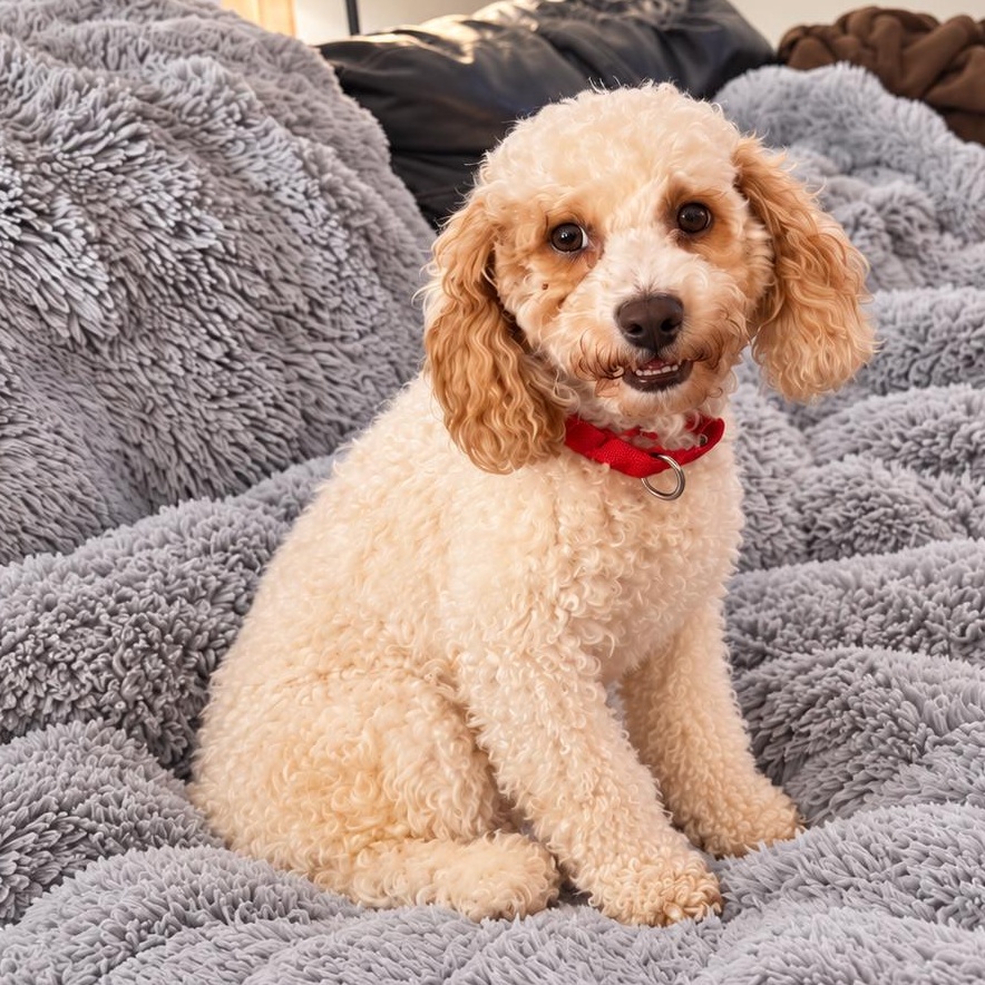 Arthur in foster care, Adoptable, Young Male Miniature Poodle.