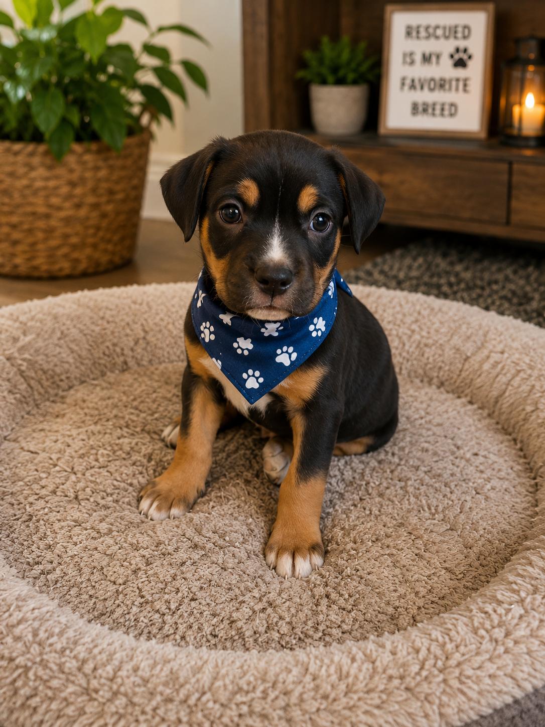 Crinkle, adopted, Puppy Male Rottweiler & Labrador Retriever.