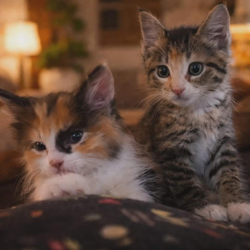 Emma  (short Hair)  and Gemma, ADOPTABLE, Kitten Female Domestic Short Hair.