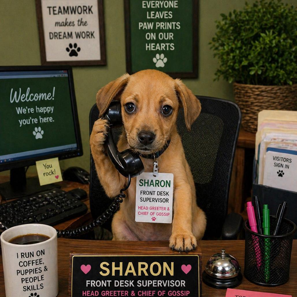 Enlarge Sharon at the front desk, a Adoptable Mixed Breed in Pulaski, TN image 4/4