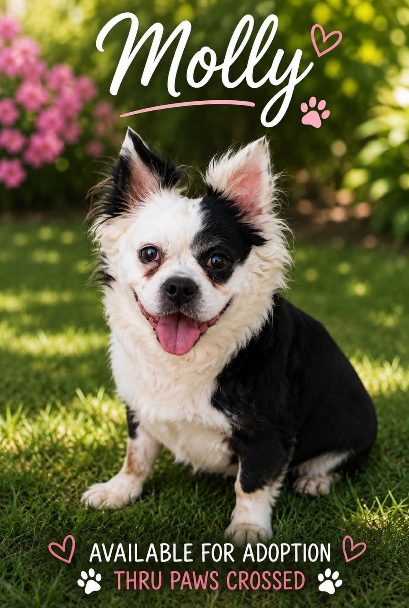 Molly, ADOPTABLE, Senior Female Border Collie & Boston Terrier.