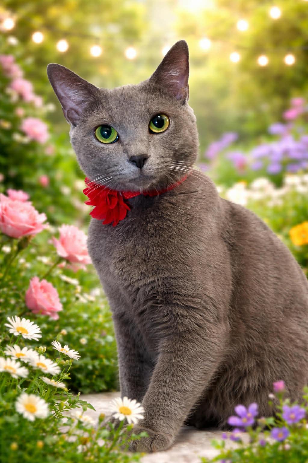 Phoenix, Adoptable, Young Female Russian Blue & Domestic Short Hair.