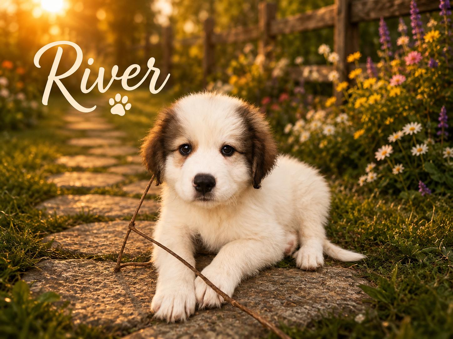 River, Adoptable, Puppy Male Great Pyrenees & Anatolian Shepherd.