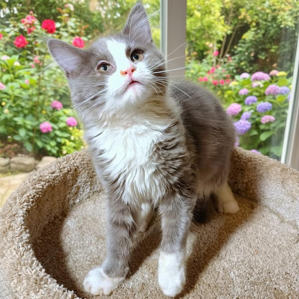 BLUE FAIRY - FLUFFY MAINE COON GIRL, adopted, Kitten Female Maine Coon & Tuxedo.