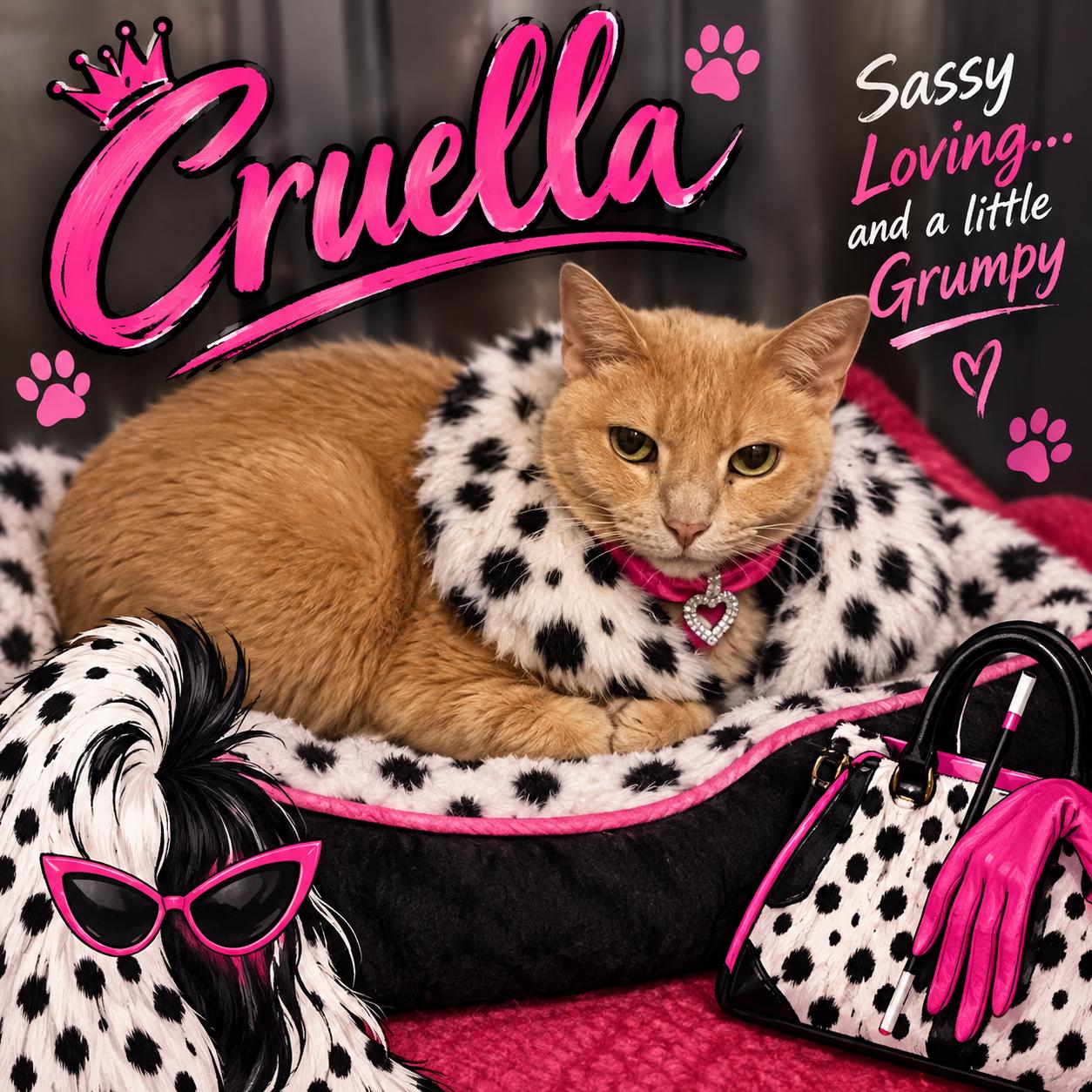 Cruella, Adoptable, Senior Female Domestic Short Hair.