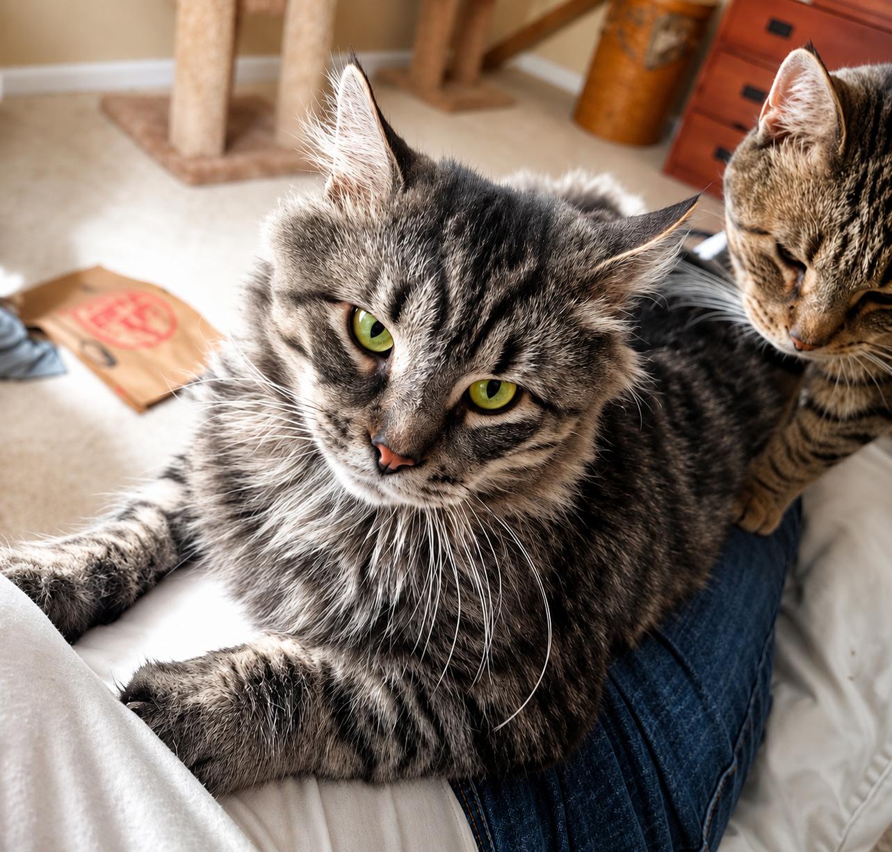 Sunny (DLH) & Crumble: Bonded (5/08/2025 - 11, 26), Adoptable, Adult Male Tabby.