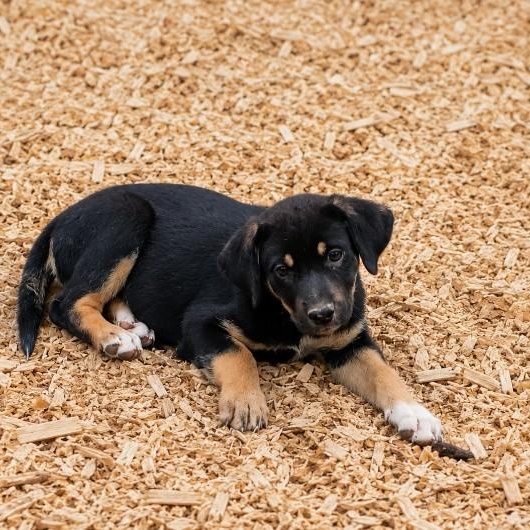 Ember, adopted, Puppy Female Rottweiler & Black Labrador Retriever.