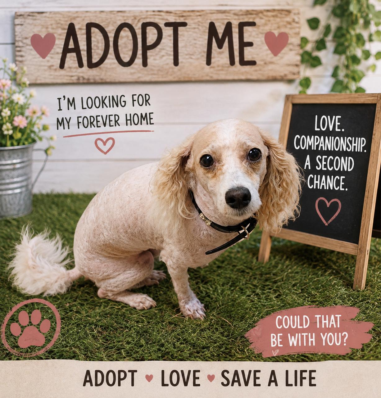 Peaches, adopted, Adult Female Miniature Poodle.