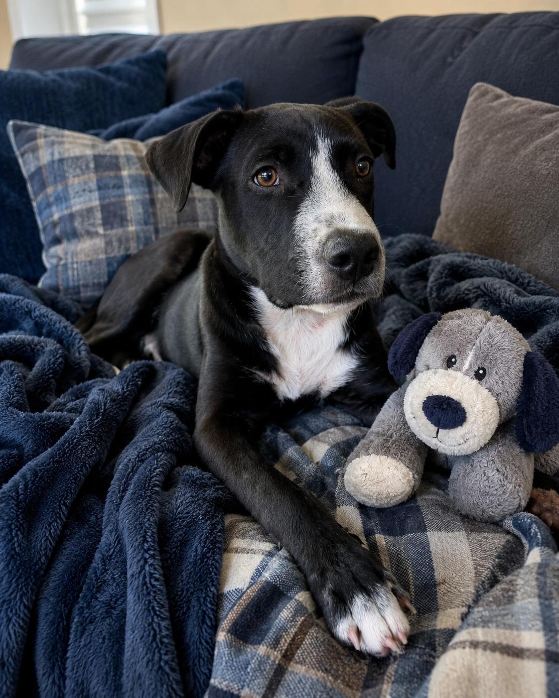 Colten, adopted, Puppy Male Pit Bull Terrier & Border Collie.