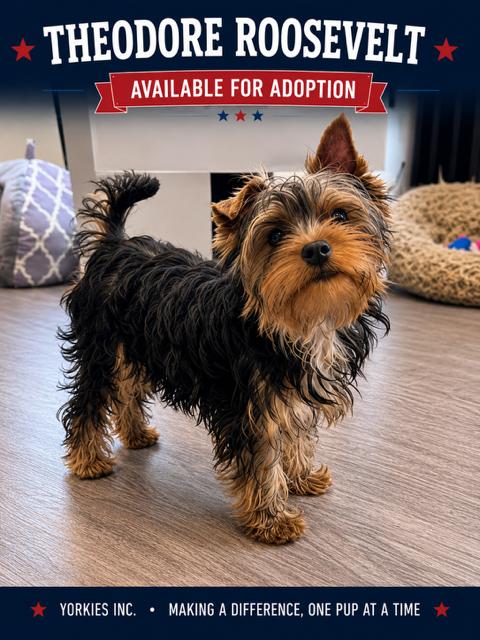 Theodore Roosevelt, ADOPTABLE, Puppy Male Yorkshire Terrier.
