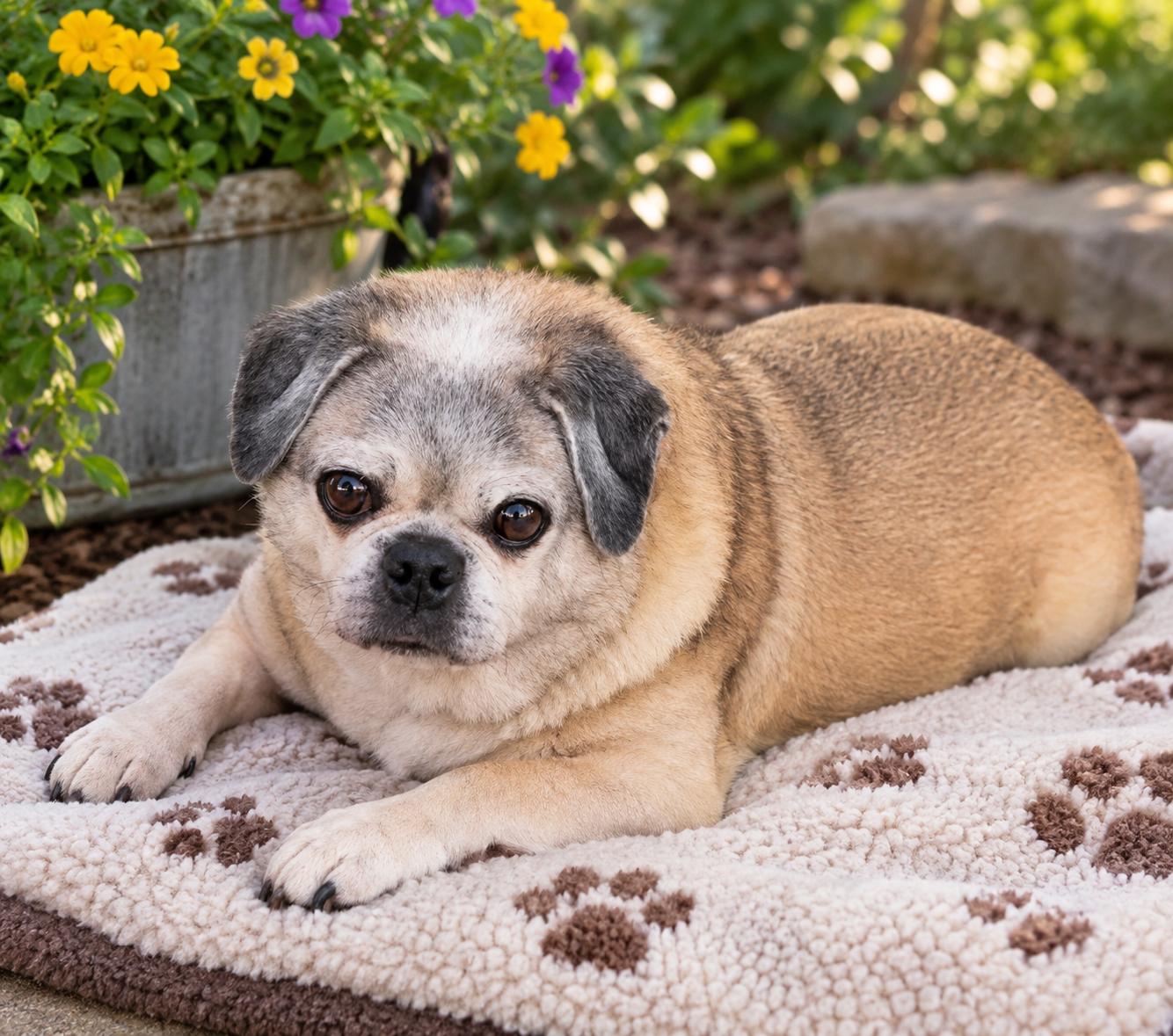 Carlton, Adoptable, Senior Male Pug.