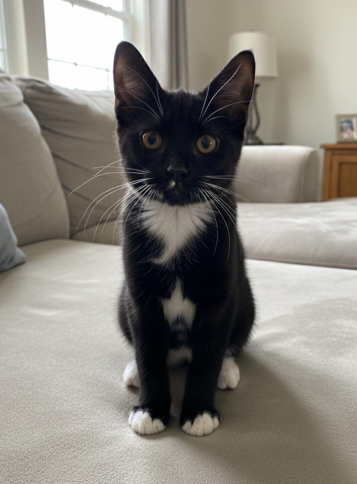 William – Playful Tuxedo Boy, adopted, Kitten Male Domestic Short Hair.