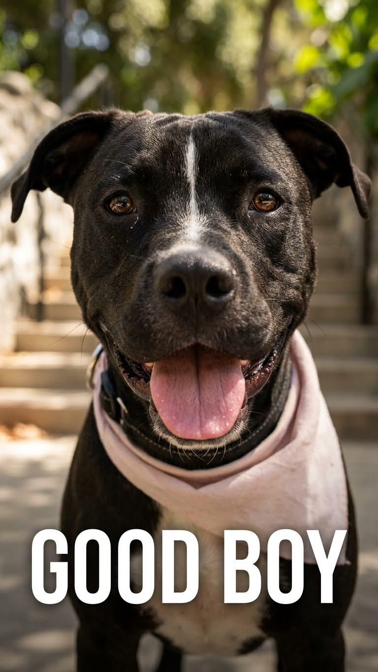 Blackie, Adoptable, Young Male Black Labrador Retriever & Pit Bull Terrier.