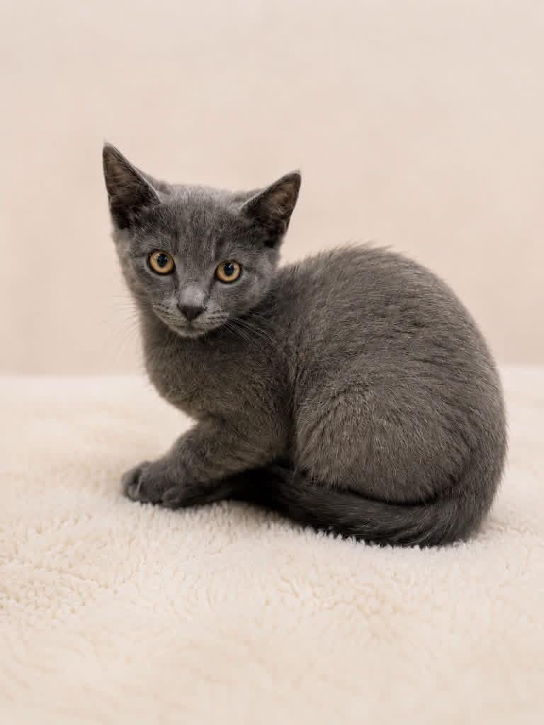 Tony, Adoptable, Kitten Male Russian Blue & Domestic Short Hair.